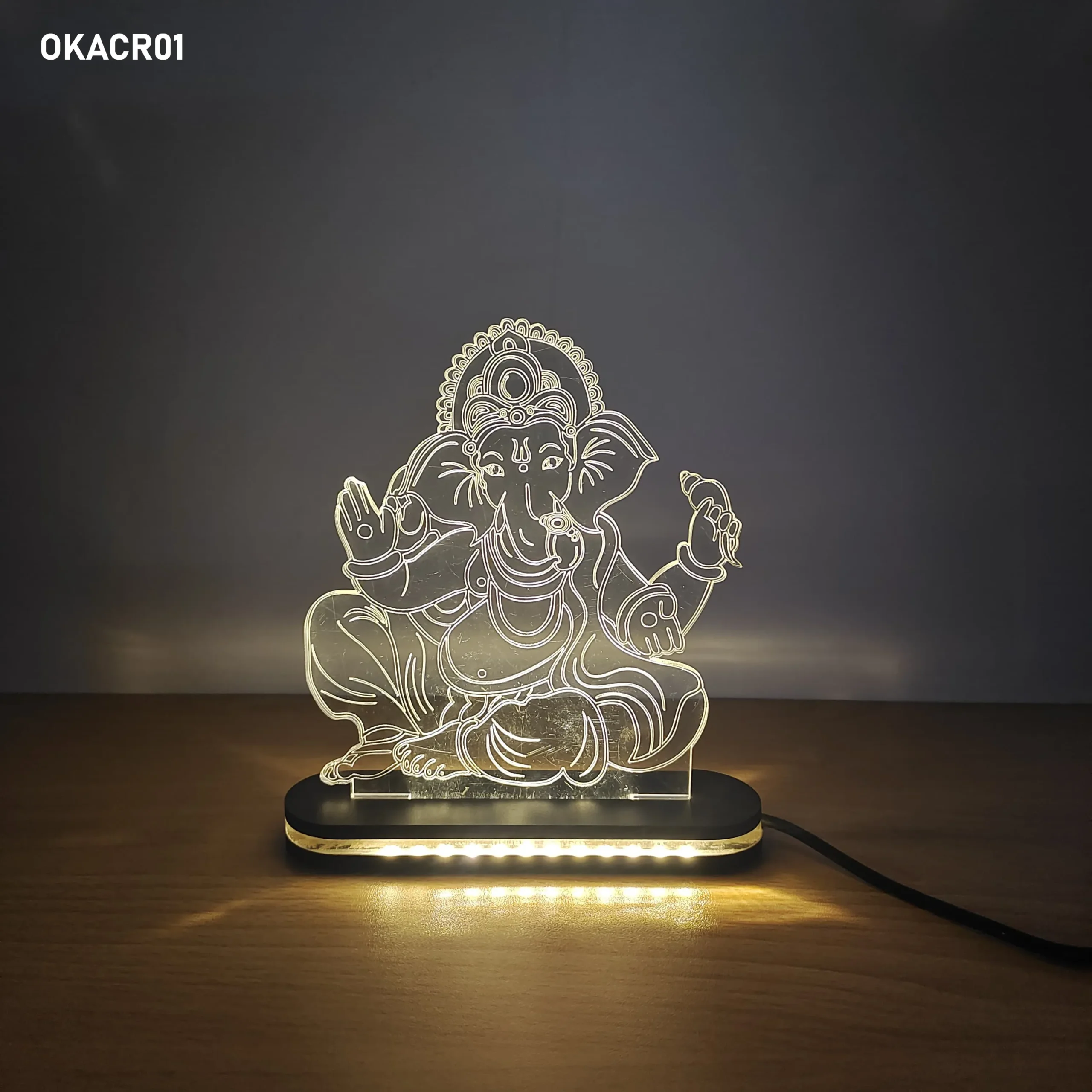 Blank Lord Ganesha Acrylic LED Lamp 6 Inch