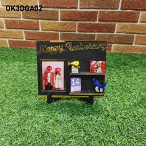 Blank 3D Golden Acrylic Happy Anniversary Theme Table Top Frame 6 Inch