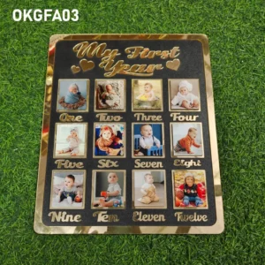 Blank First Year Golden Acrylic Photo Frame 12x10Inch