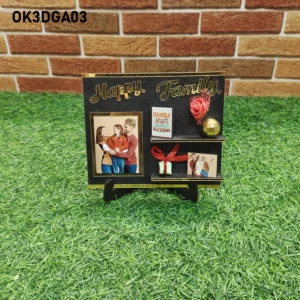Blank 3D Golden Acrylic Happy Family Theme Table Top Frame 6 Inch