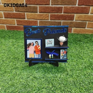 Blank 3D Golden Acrylic Best Friends Theme Table Top Frame 6 Inch