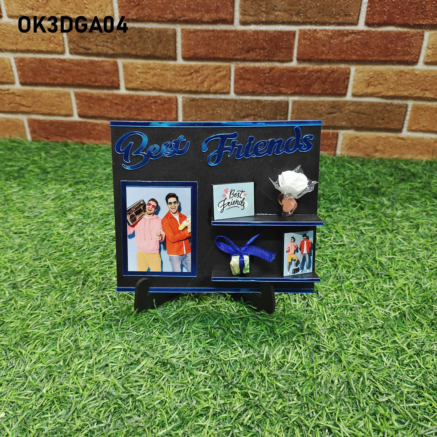 Blank 3D Golden Acrylic Best Friends Theme Table Top Frame 6 Inch