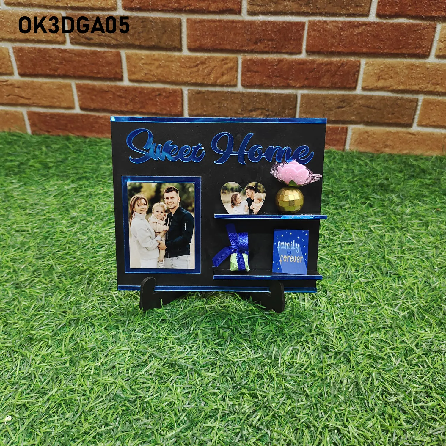 Blank 3D Golden Acrylic Sweet Home Theme Table Top Frame 6 Inch