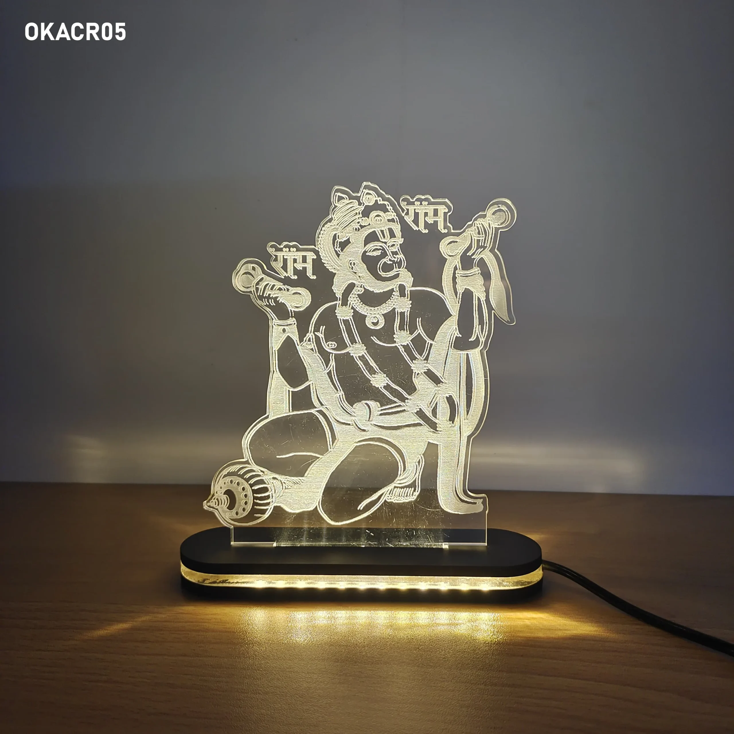 Blank Lord Hanuman Acrylic LED Lamp 6 Inch