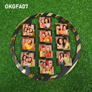 Blank Round Multi Photo Golden Acrylic Photo Frame 12x12Inch