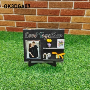 Blank 3D Golden Acrylic Love Together Theme Table Top Frame 6 Inch