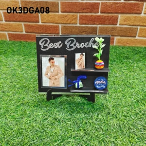 Blank 3D Golden Acrylic Best Brother Theme Table Top Frame 6 Inch
