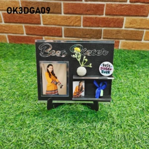Blank 3D Golden Acrylic Best Sister Theme Table Top Frame 6 Inch