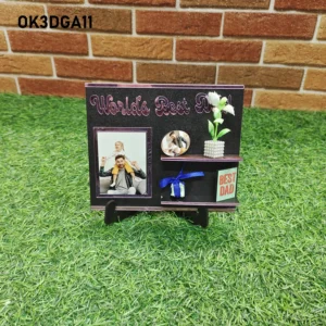 Blank 3D Golden Acrylic World’s Best Dad Theme Table Top Frame 6 Inch