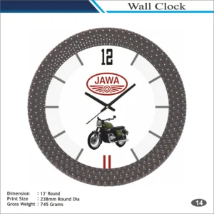 Customizable Brown Round Shape Bike Theme Wall Clock MOQ (100 Pcs)