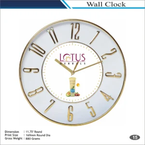 Customizable Gold Round Shape Wall Clock MOQ (100 Pcs)