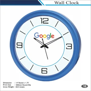 Customizable Blue Round Shape Wall Clock MOQ (100 Pcs)