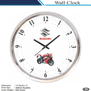 Customizable Silver Round Shape Bike Theme Wall Clock MOQ (100 Pcs)