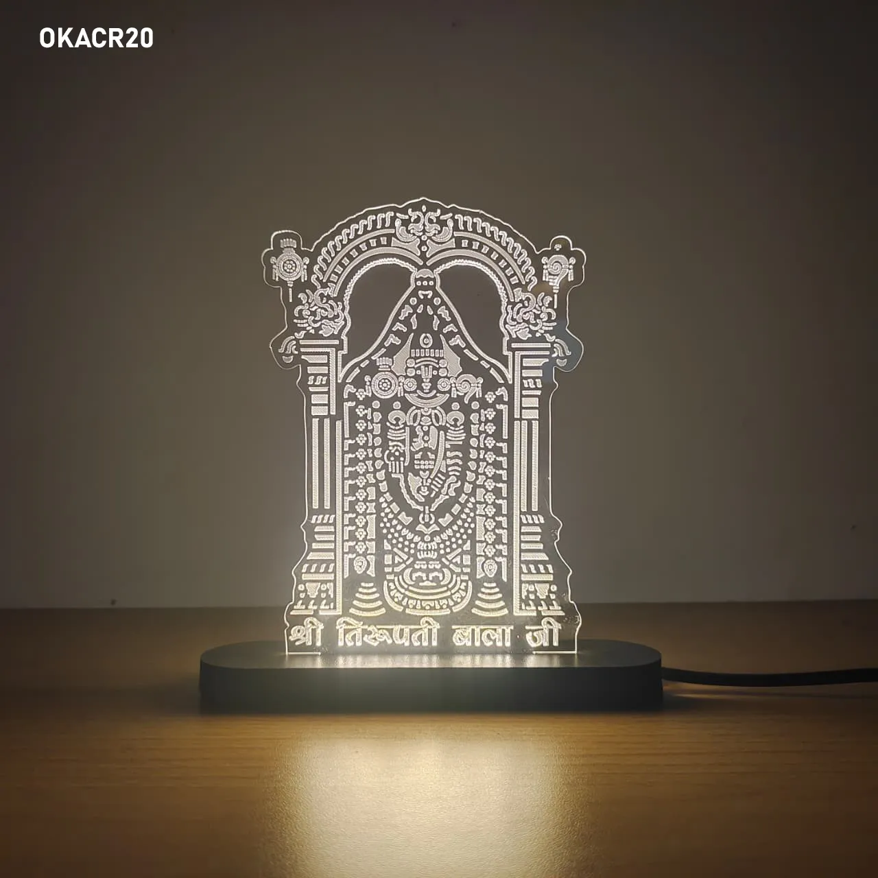 Shri Tirupati Balaji Acrylic LED Table Top 6in