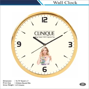 Customizable Gold Round Shape Cosmetic Theme Wall Clock MOQ (100 Pcs)