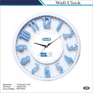 Customizable Round Shape Sky Blue Numeric Wall Clock MOQ 100 Pcs