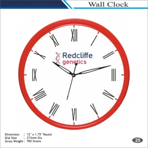 Customizable Round Shape Red Rim Roman Wall Clock MOQ 100 Pcs