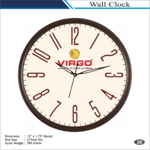 Customizable Round Shape Brown Classic Dial Wall Clock MOQ 100 Pcs