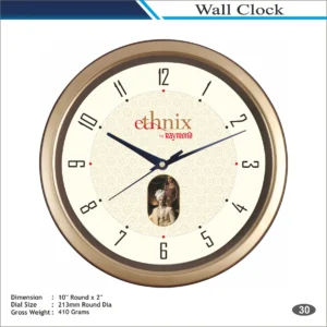 Customizable Round Shape Golden Frame Designer Wall Clock MOQ 100 Pcs
