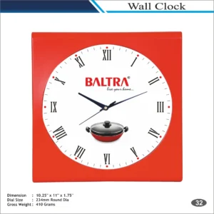 Customizable Square Shape Red Roman Dial Wall Clock MOQ 100 Pcs