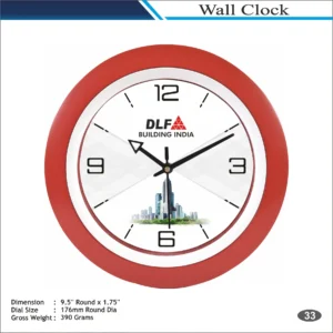 Customizable Round Shape Red Frame Wall Clock MOQ 100 Pcs