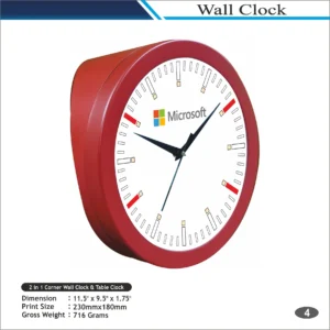 Customizable Red Round Shape Microsoft Wall Clock MOQ 100 Pcs