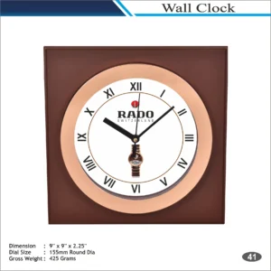 Customizable Square Shape Brown Classic Roman Wall Clock MOQ 100 Pcs