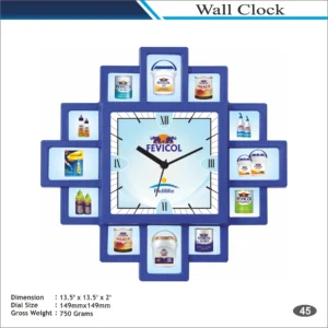 Customizable Blue Square Shape Multi Photo Frame Wall Clock MOQ 100 Pcs