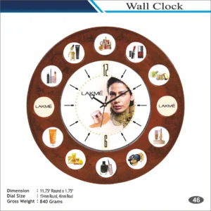 Customizable Brown Round Shape Multi Photo Frame Wall Clock MOQ 100 Pcs
