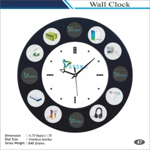 Customizable Black Round Shape Multi Photo Frame Wall Clock MOQ 100 Pcs