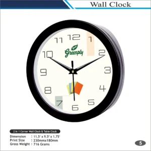 Customizable Black Round Shape Greenply Wall Clock 2 in 1 MOQ 100 Pcs