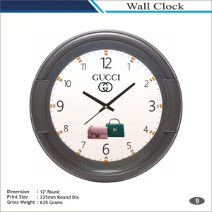 Customizable Grey Round Shape Wall Clock (MOQ 100 Pcs)