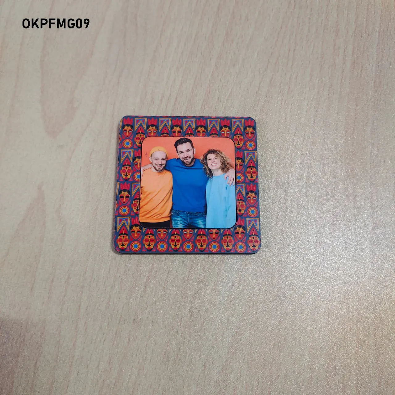 Blank Tribal Mask Pattern Square Printed Fridge Magnet 6in