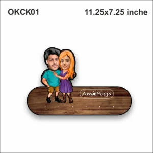 Blank Couple Caricature Keyholder Name Plate OKCK01 11.25x7.25in