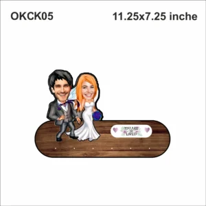 Blank Wedding Couple Caricature Keyholder Name Plate OKCK05 11.25x7.25in