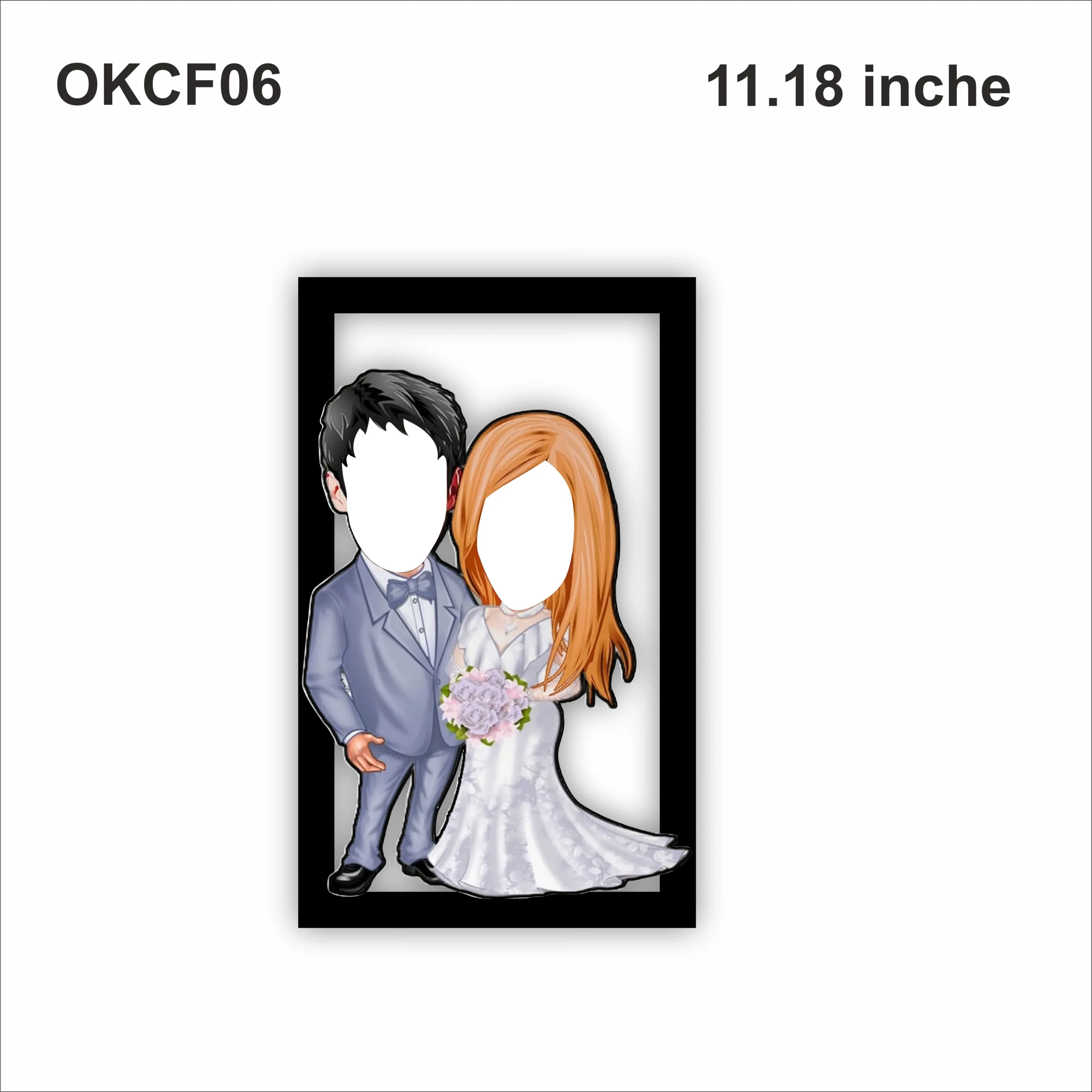 Blank Couple Caricature Photo Frame OKCF06 11x18in