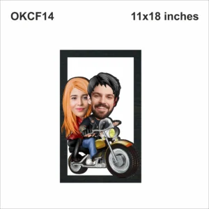 Blank Couple Bike Caricature Photo Frame OKCF14 11x18in
