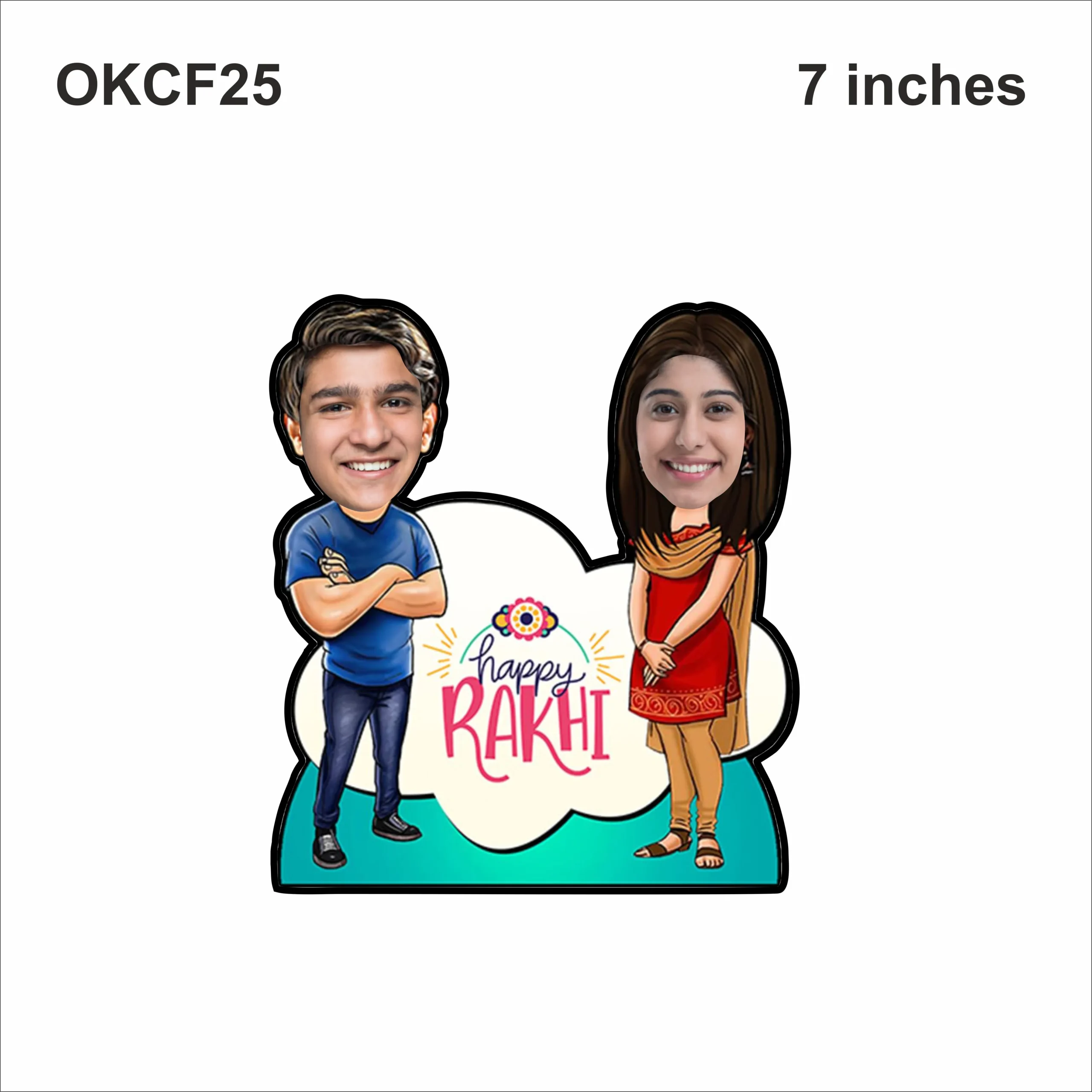 Blank Rakhi Brother Sister Caricature Photo Frame OKCF25 7in