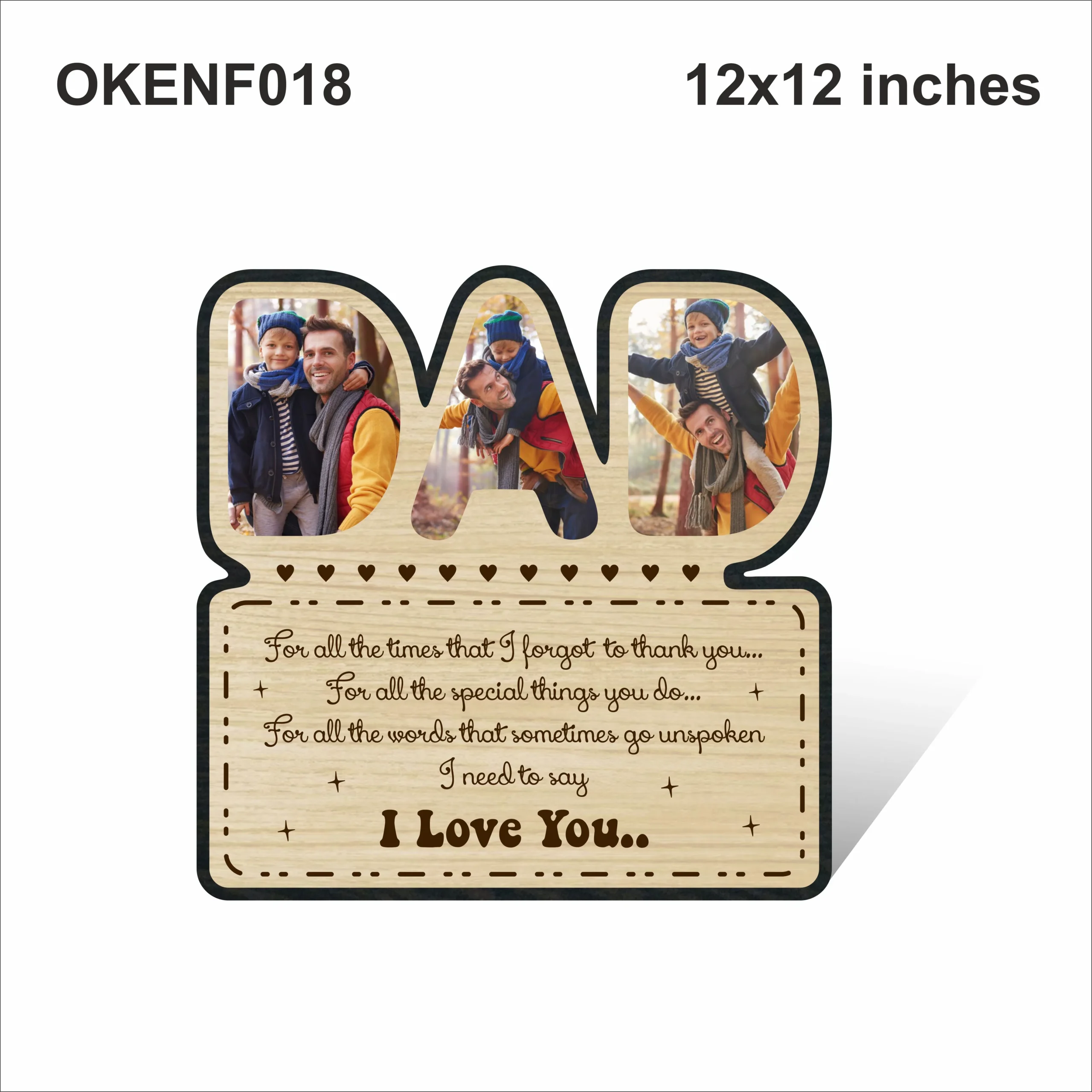 Blank Dad Message Photo Frame 12x12in