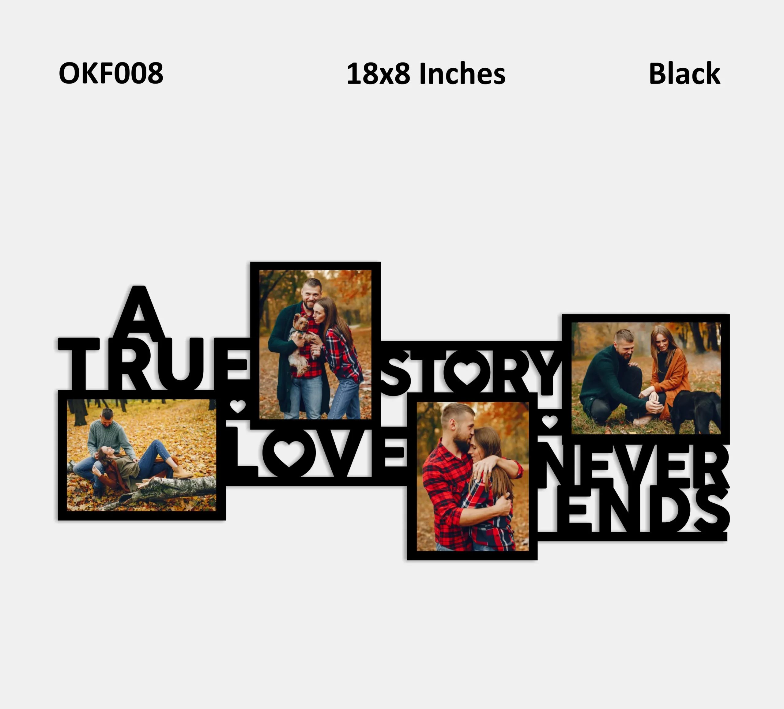 Blank True Love Story Collage Photo Frame 18x8Inches