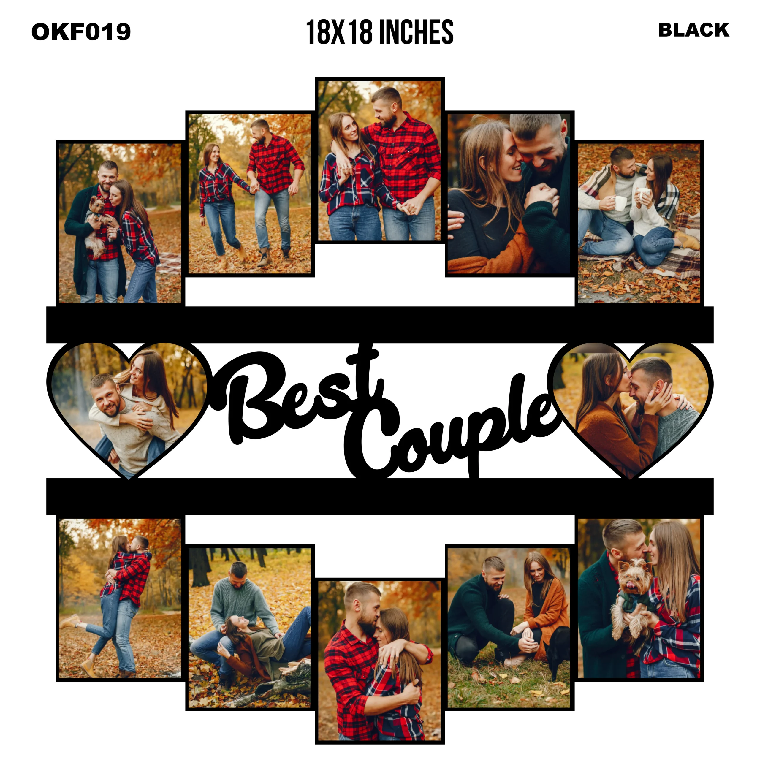 Blank Best Couple Collage Photo Frame 18x18Inches