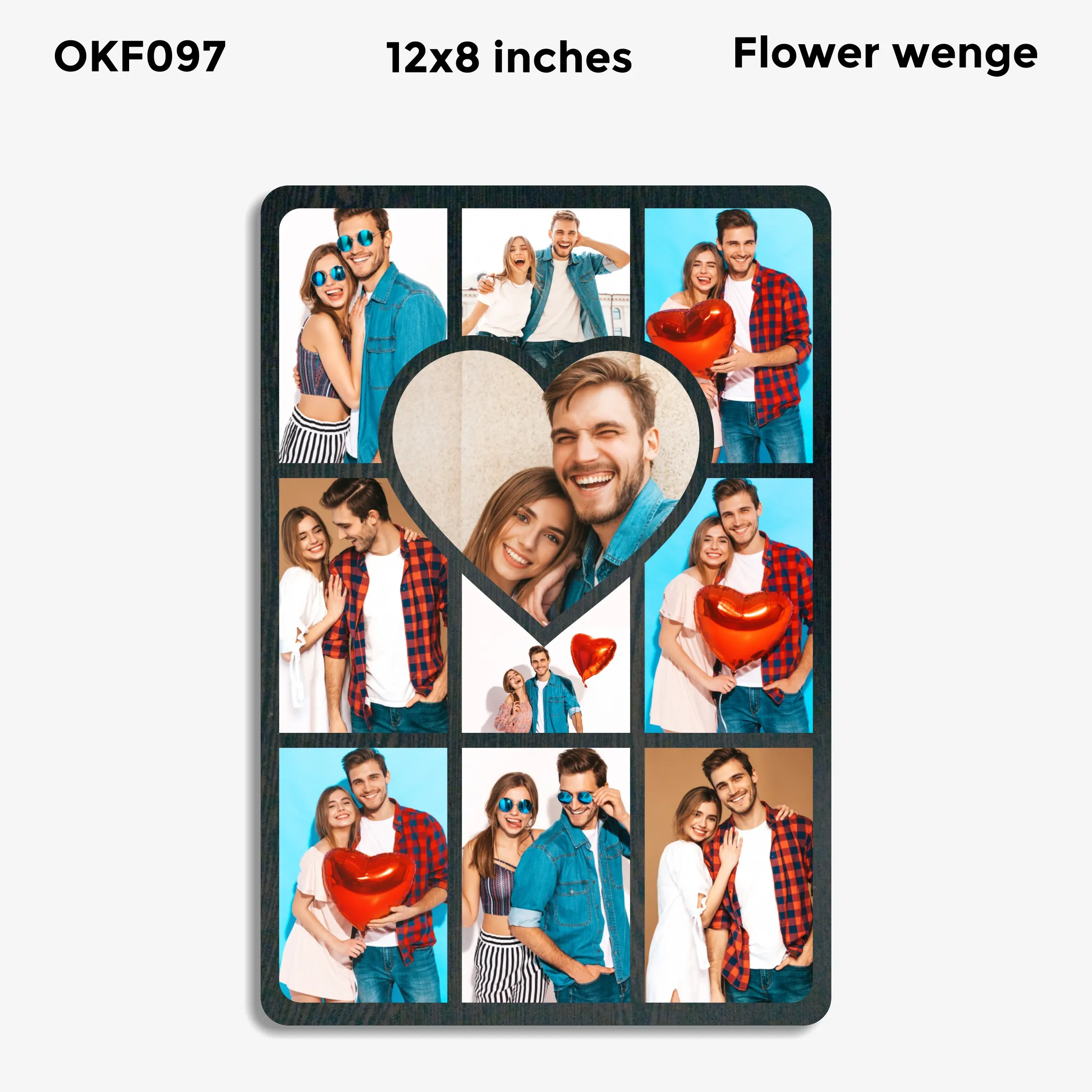 Blank Heart Collage Photo Frame 12x8in