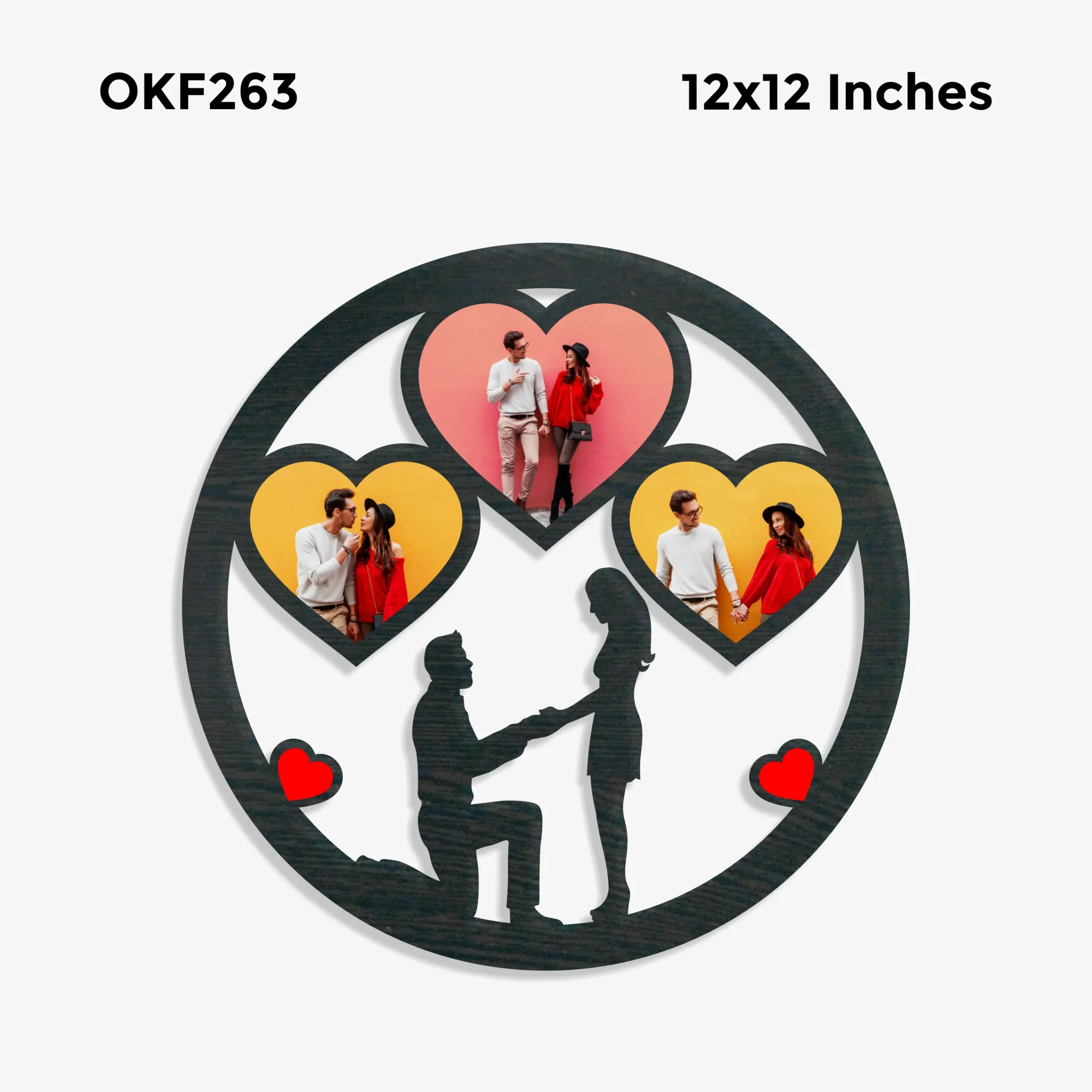 Blank Triple Heart Collage Photo Frame 12x12in