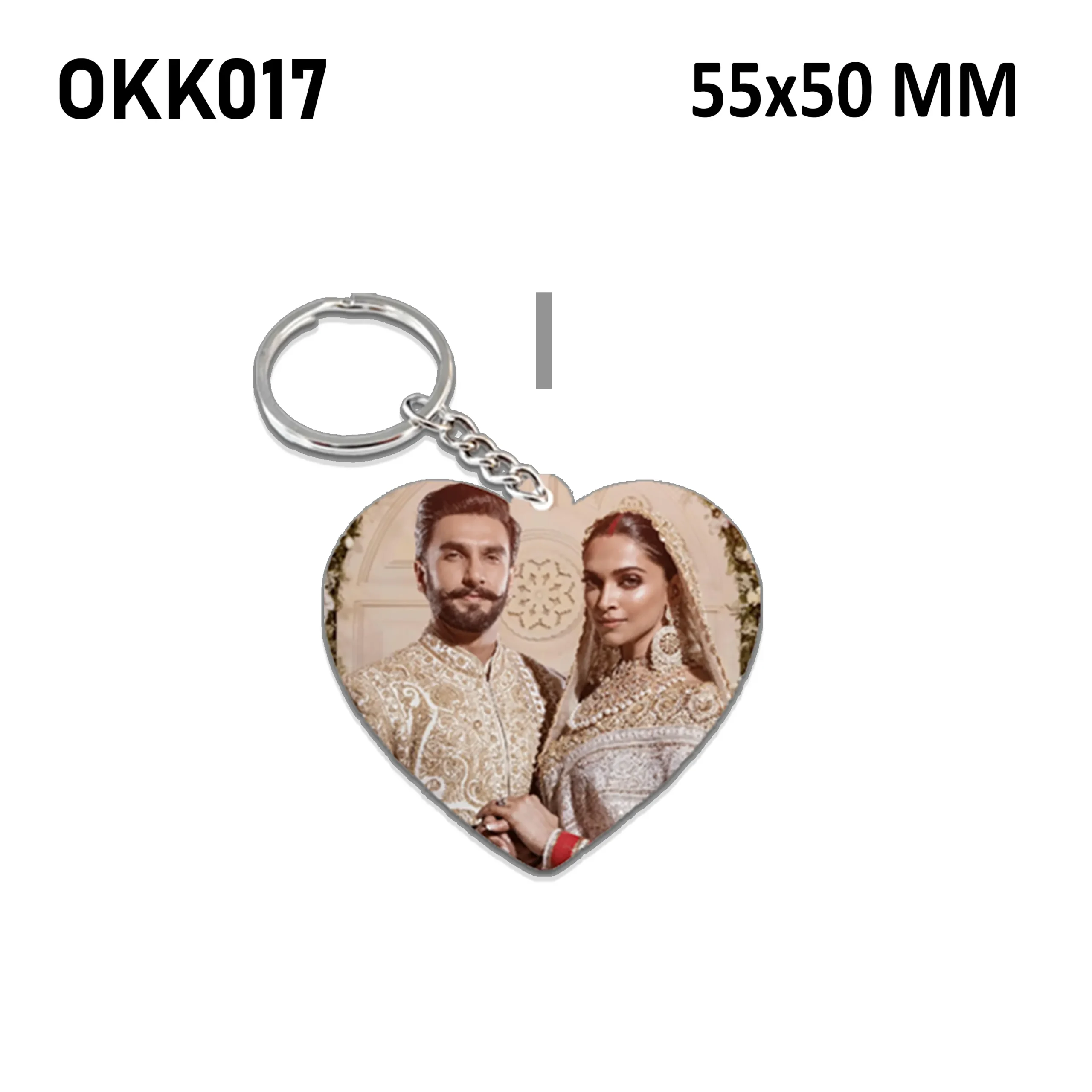 Blank Double Heart Photo Keychain 55x50mm