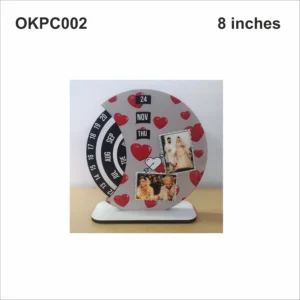 Blank Red Heart Printed Calendar Photo Frame 8in