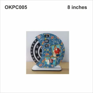 Blank Blue Pattern Printed Calendar Photo Frame 8in