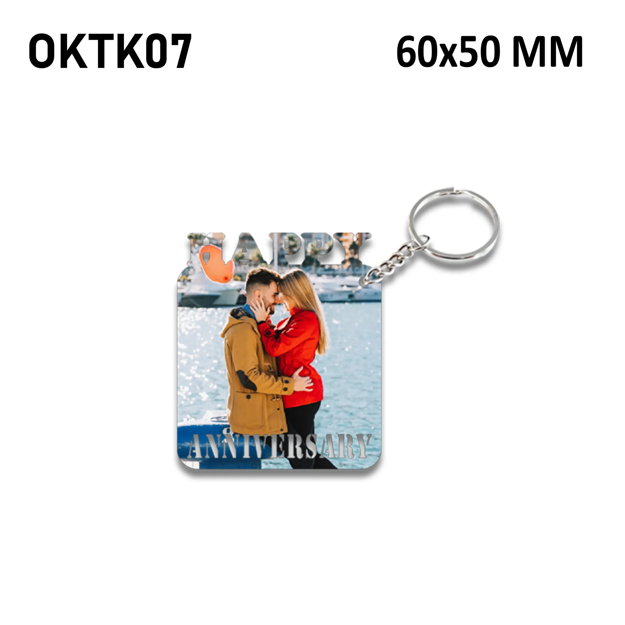 Blank Happy Anniversary Photo Keychain 60x50mm (Pack of 10)