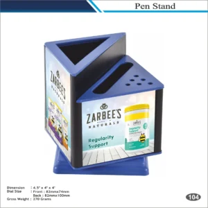 Customizable Cube Display Table Clock with Pen Holder MOQ 100 Pcs (Blue)