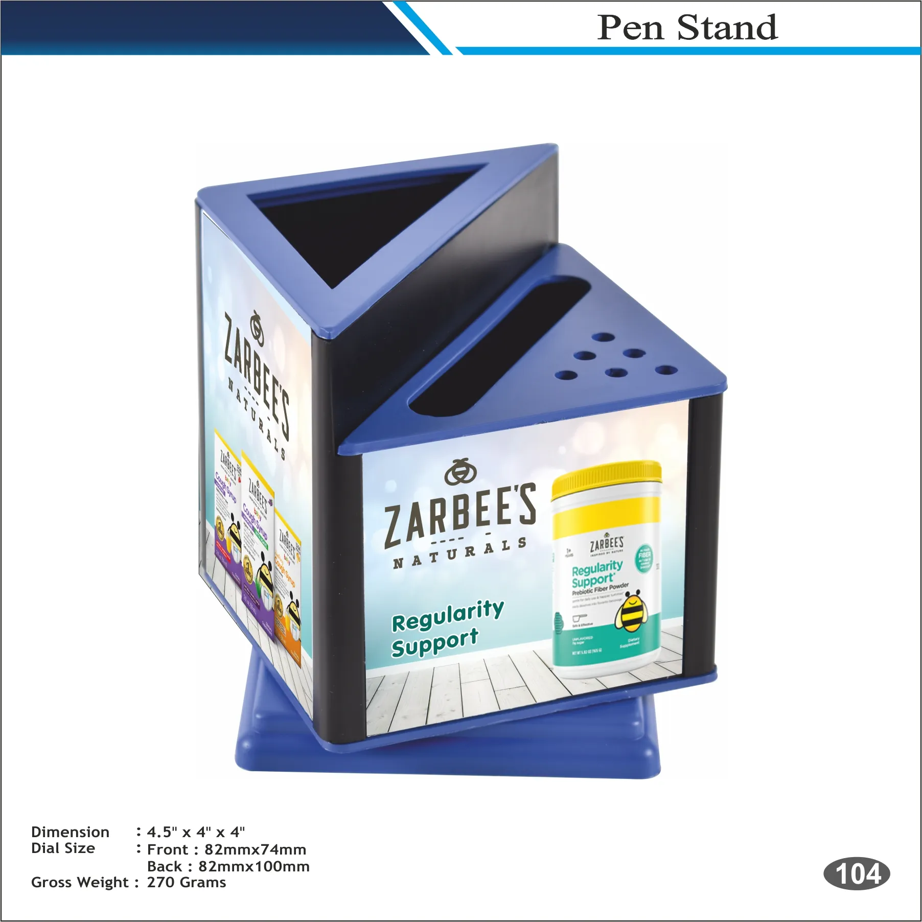 Customizable Cube Display Table Clock with Pen Holder MOQ 100 Pcs (Blue)