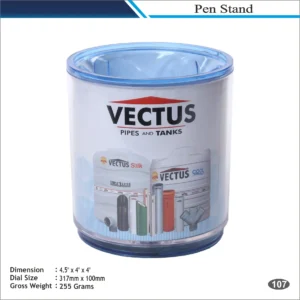 Customizable Round Pen Stand with Branding Sleeve MOQ 100 Pcs (Blue & White)